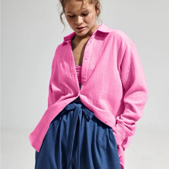 Textured Collared Neck Long Sleeve Shirt - Picture 10 of 12